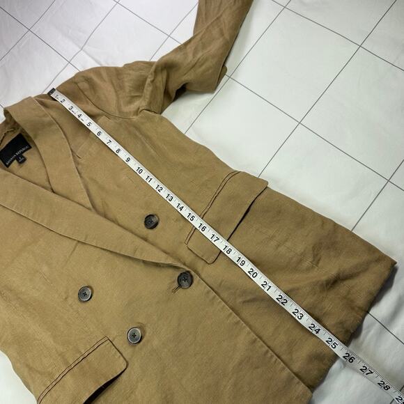 Banana Republic Blazer Tan Iced Latte Linen Double Breasted Academia Classic - Picture 9 of 10